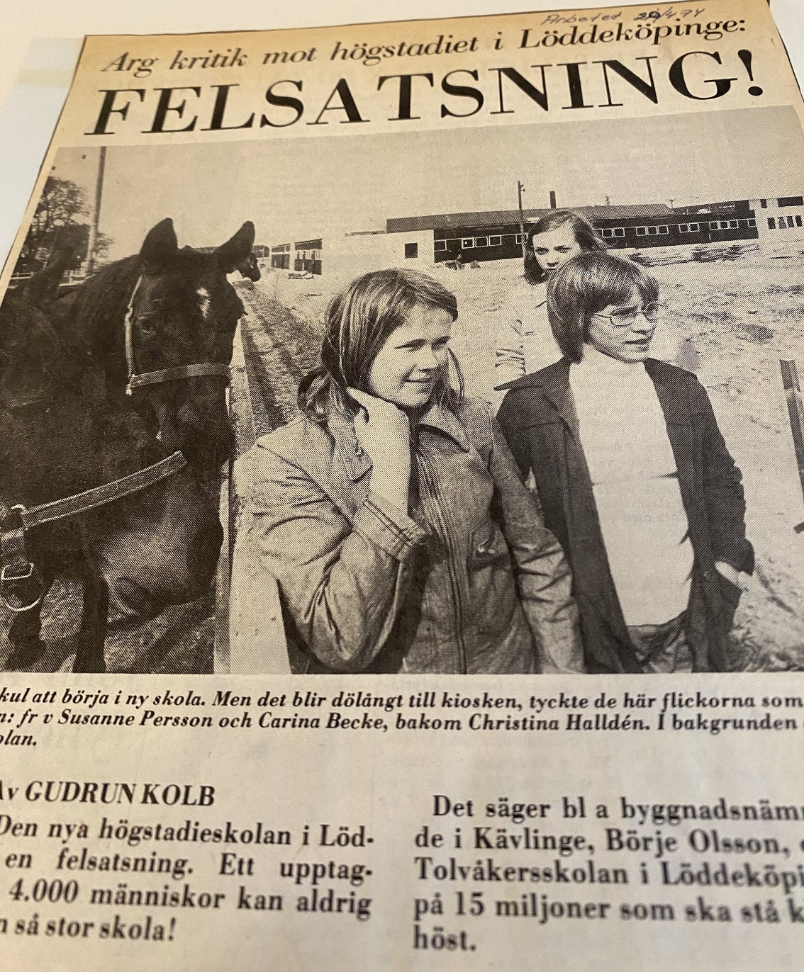 Tidningsklipp från 70-talet 