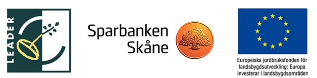 Logotyp för Leader, Sparbanken Skåne och EU